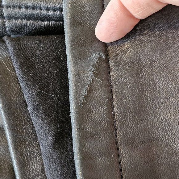 Marc New York Andrew Mark Black Leather Coat XL Zipup Patch Pockets Heavy - Picture 13 of 15